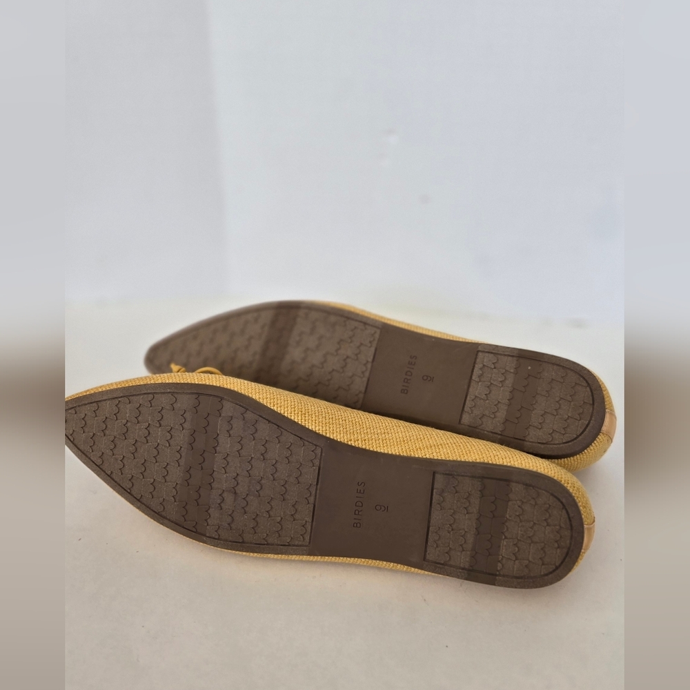 NWOB! Birdies Women's Butter Yellow Raffia Flats with Bow Detail - Picture 9 of 12